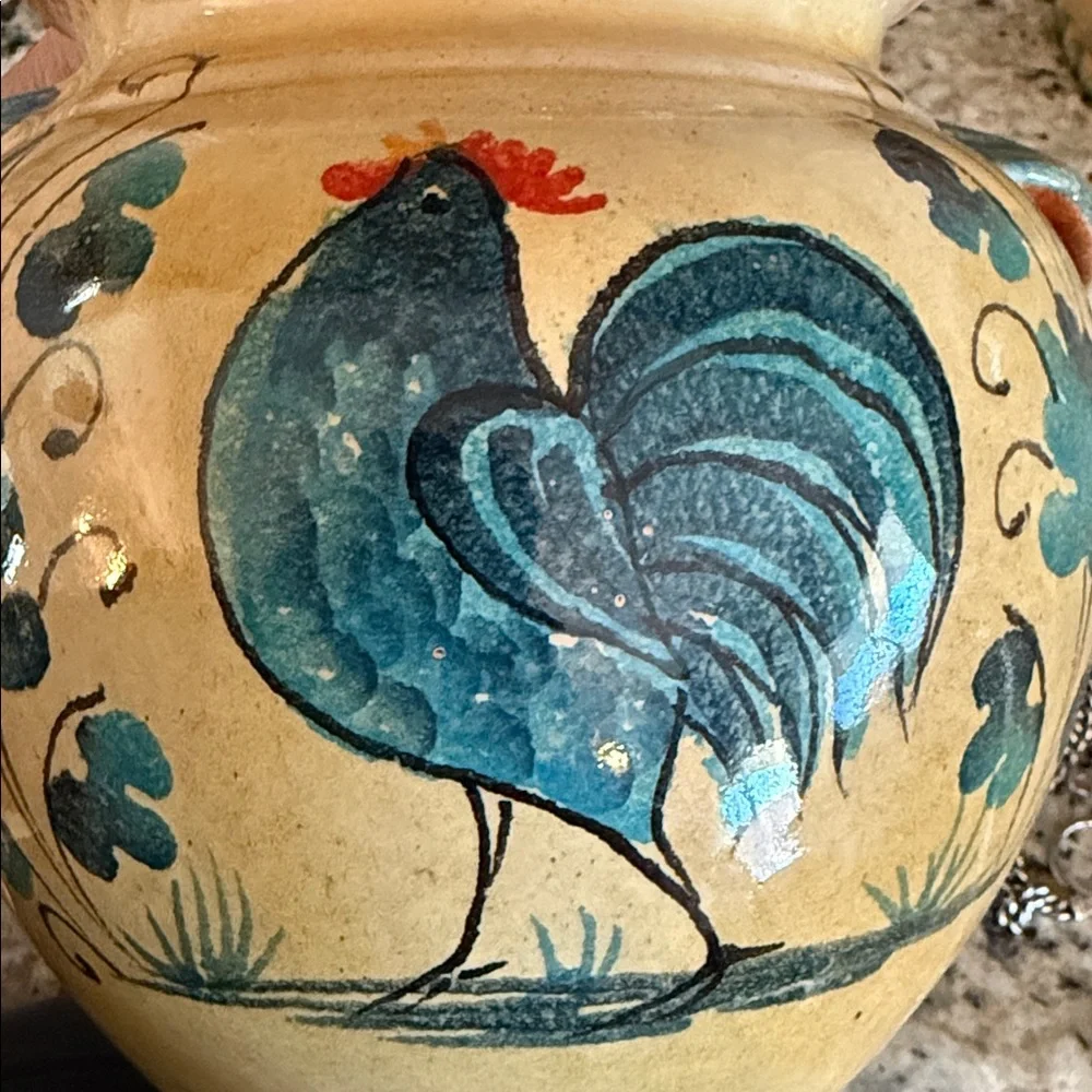 Williams Sonoma Ceramic Jar with Rooster Design Made in Italy (Large)